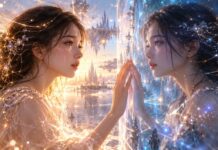 나의 친구, 나의 아바타. 서로 마주 보고 있지만 낯선 듯 바라보는 두 사람의 모습
